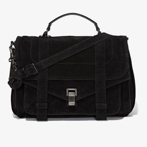 Proenza Schouler large black suede PS1 bag